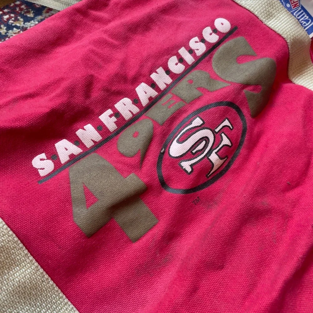 VTG 70s 80s San Francisco 49ers NFL Team Gear Duffel Bag Red Gold‎ Light Strap